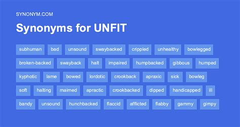 UNFIT Synonyms: 173 Similar and Opposite Words .
